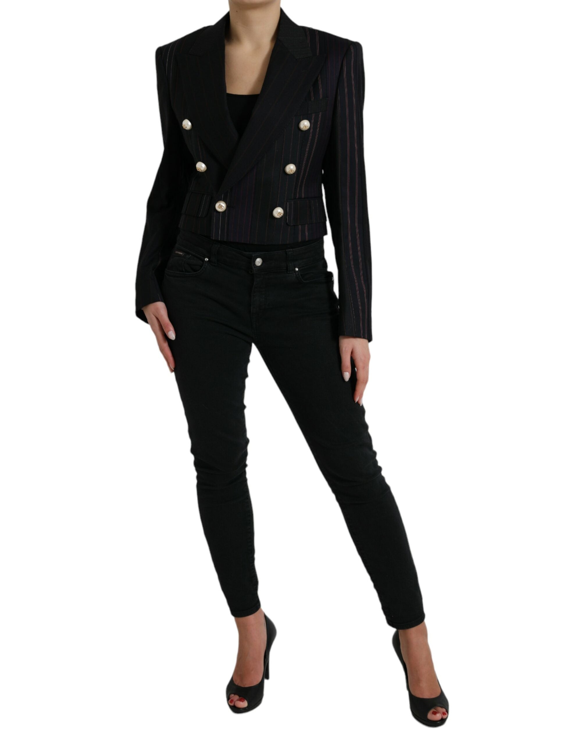 Dolce & Gabbana Dolce & Gabbana Black Striped SICILIA Double Breasted Women's Jacket