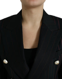 Dolce & Gabbana Dolce & Gabbana Black Striped SICILIA Double Breasted Women's Jacket