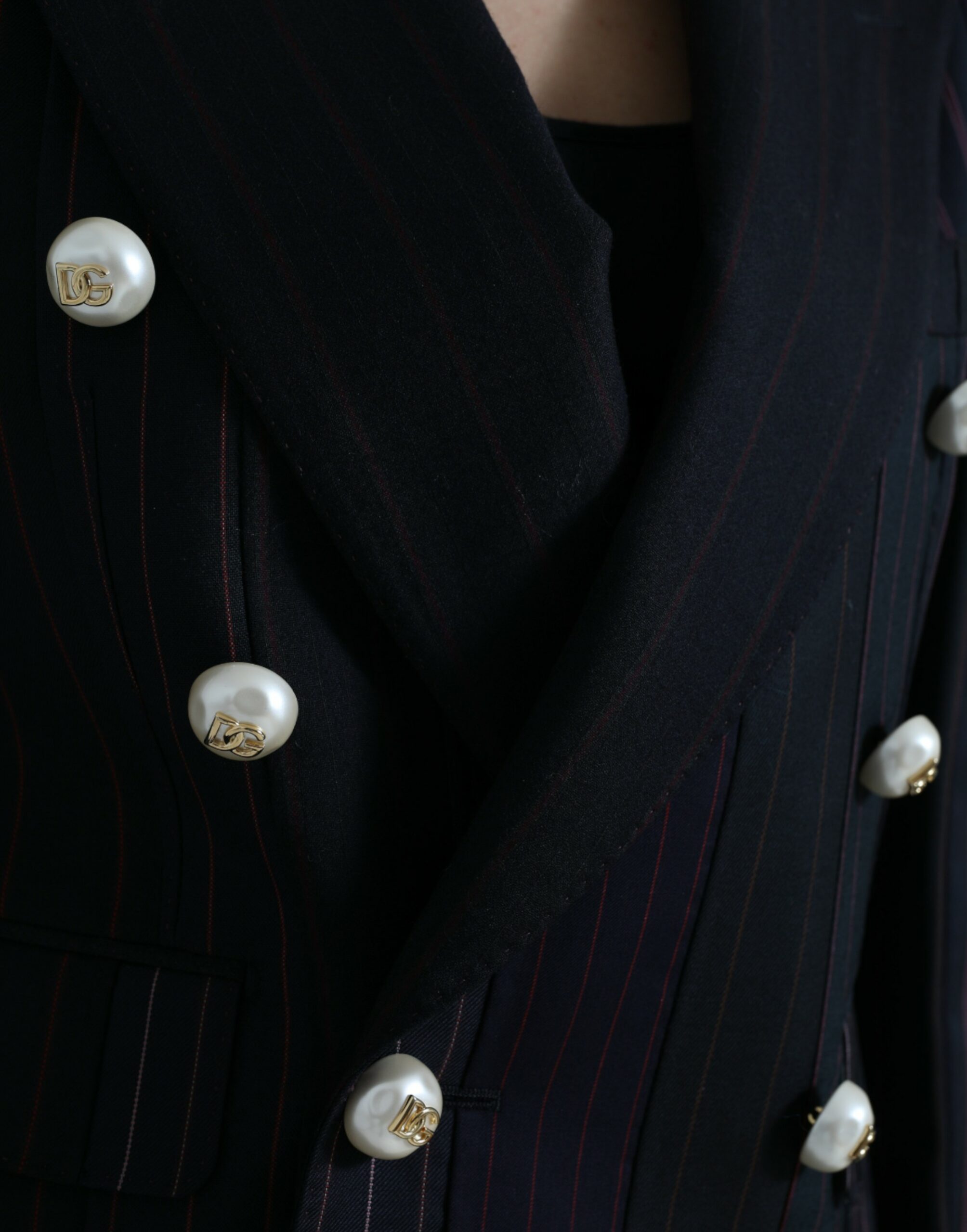 Dolce & Gabbana Dolce & Gabbana Black Striped SICILIA Double Breasted Women's Jacket