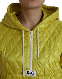 Dolce & Gabbana Dolce & Gabbana Yellow Nylon Quilted Hooded Pullover Women's Jacket