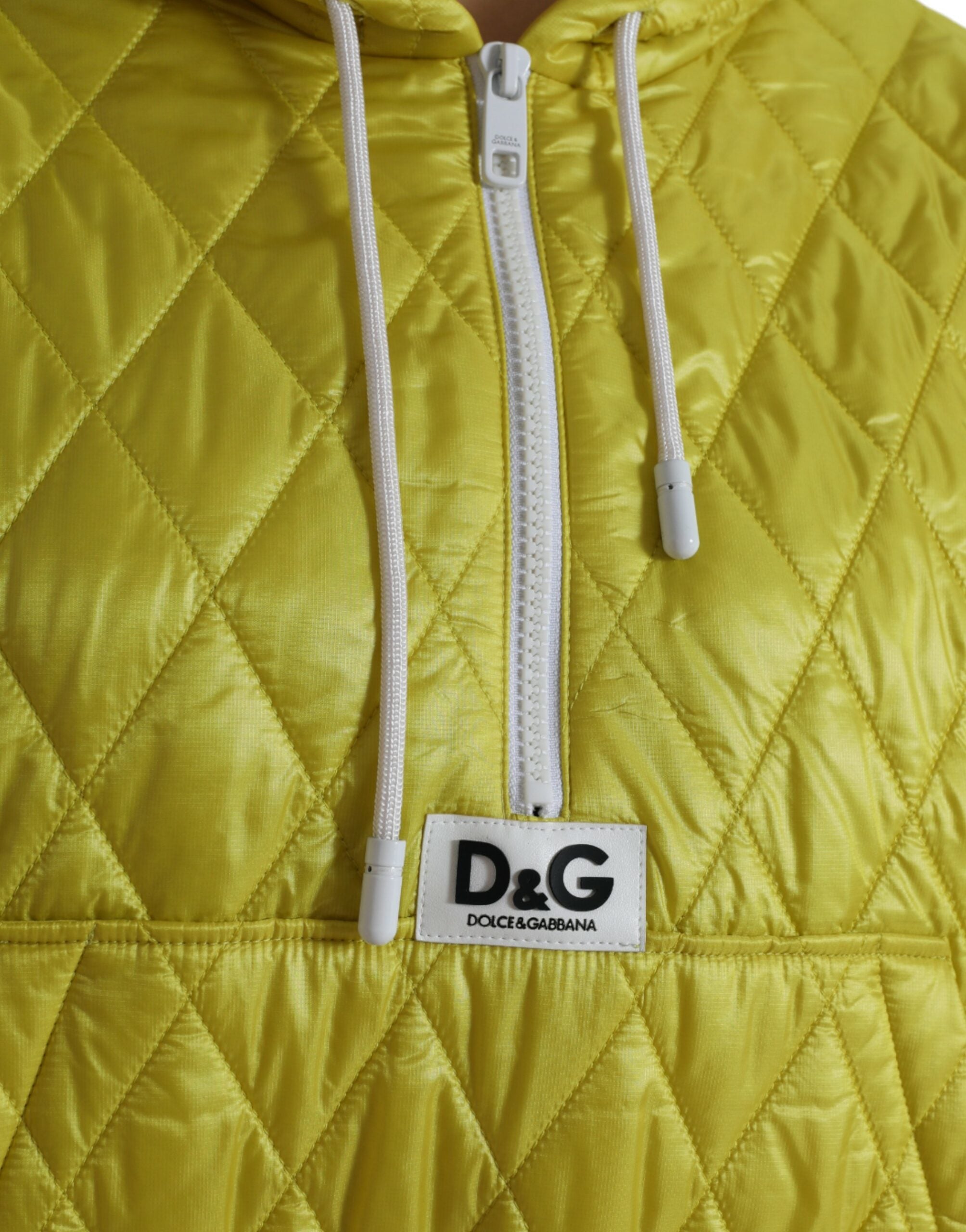 Dolce & Gabbana Dolce & Gabbana Yellow Nylon Quilted Hooded Pullover Women's Jacket