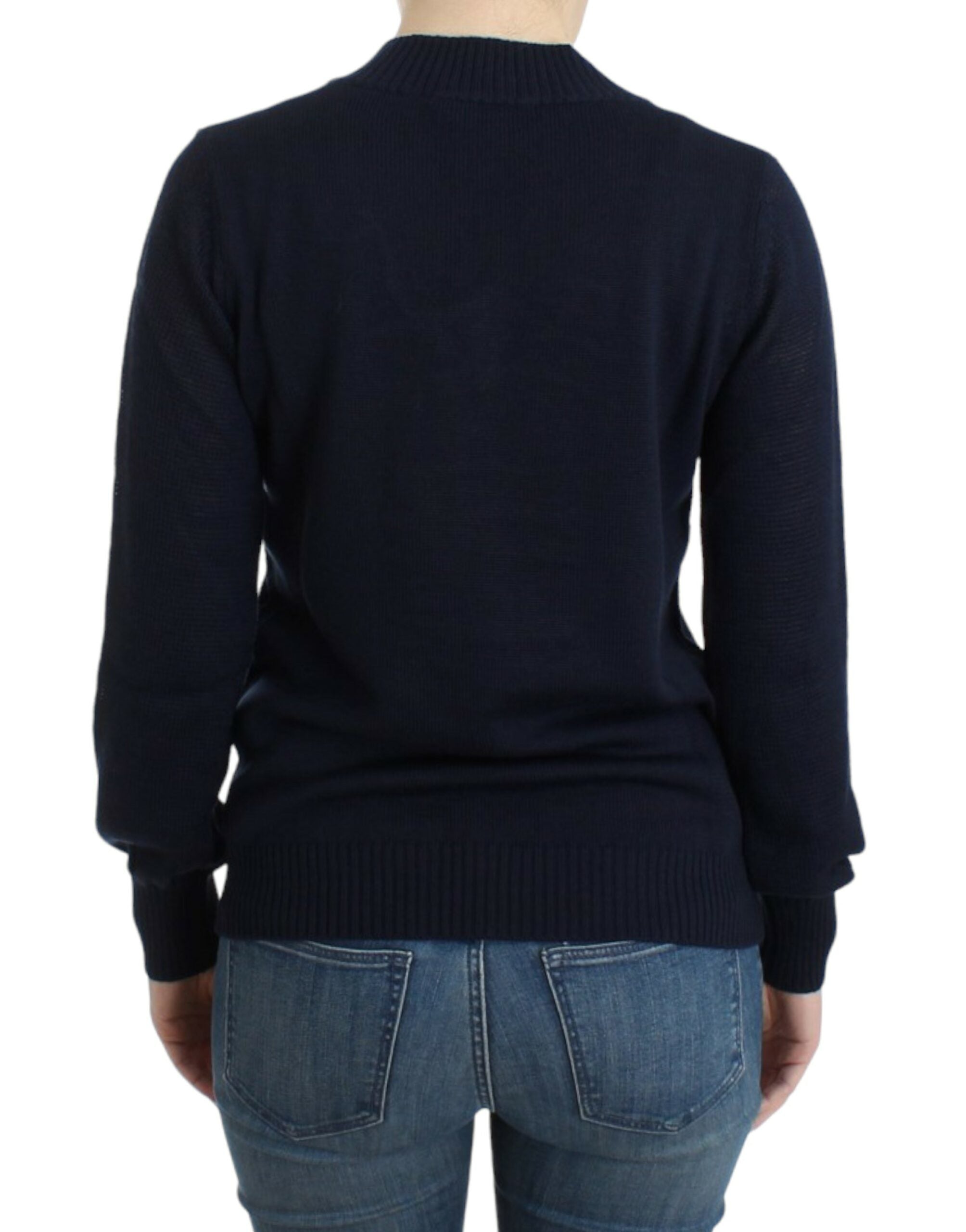 Costume National Dark blue V-neck wool Women's sweater