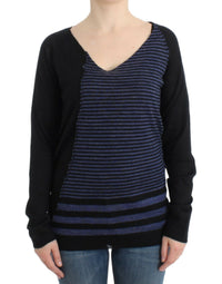 Costume National Black striped V-neck Women's sweater
