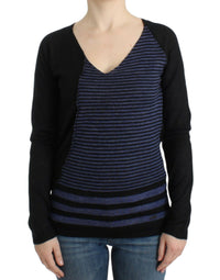 Costume National Black striped V-neck Women's sweater