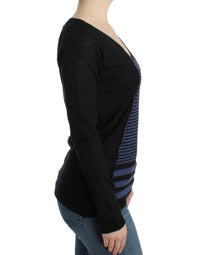 Costume National Black striped V-neck Women's sweater