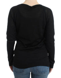 Costume National Black striped V-neck Women's sweater