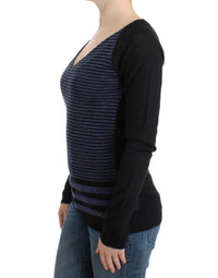 Costume National Black striped V-neck Women's sweater