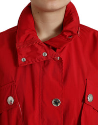 Dolce & Gabbana Dolce & Gabbana Red Polyester Hooded Button Rain Coat Women's Jacket