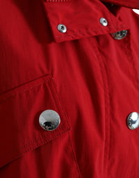 Dolce & Gabbana Dolce & Gabbana Red Polyester Hooded Button Rain Coat Women's Jacket