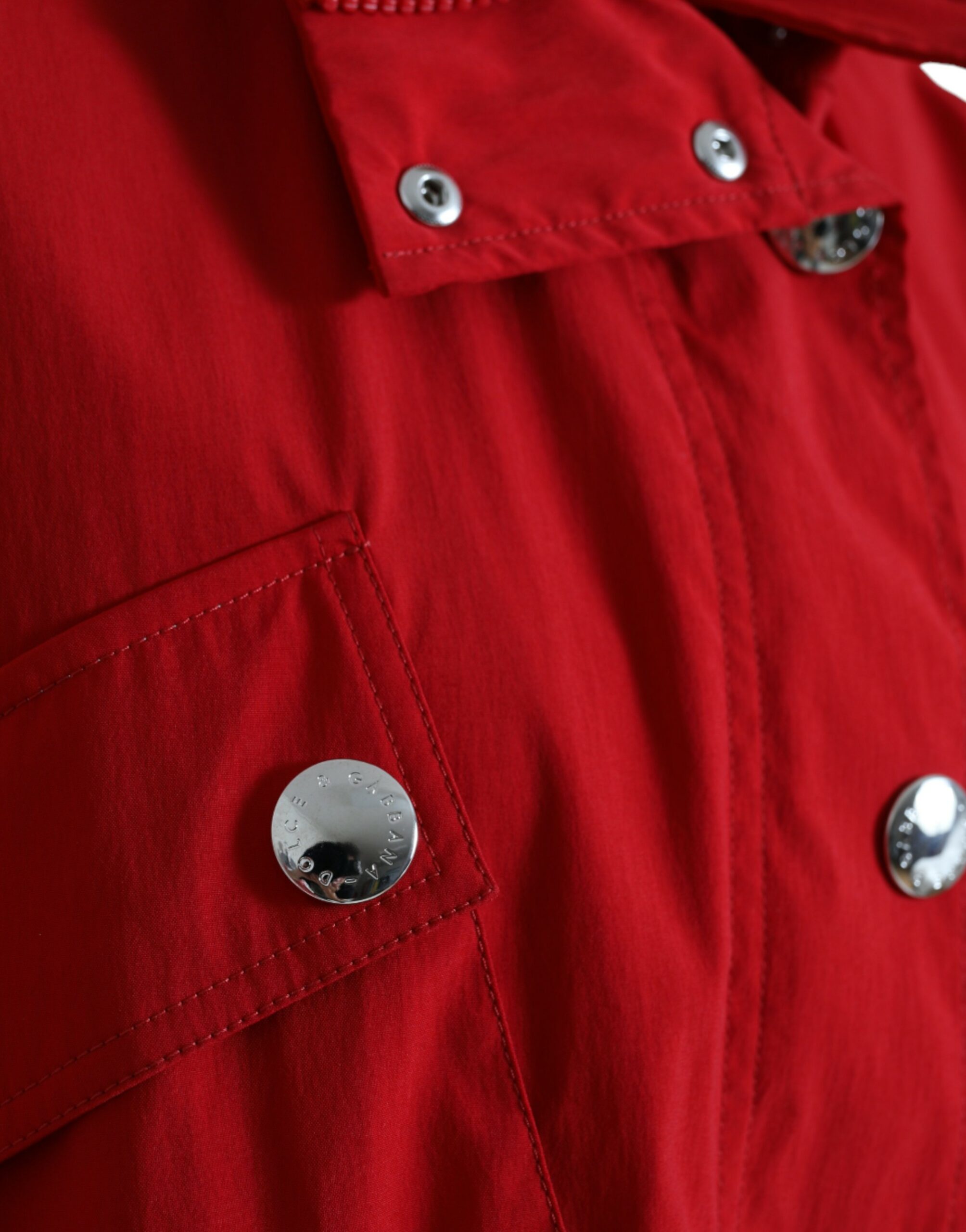 Dolce & Gabbana Dolce & Gabbana Red Polyester Hooded Button Rain Coat Women's Jacket