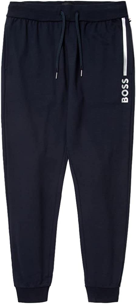 BOSS mens Lined Logo Cuff Sweatpants, Admiral Blue