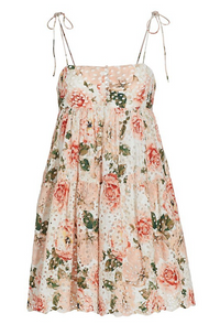 alice + olivia Lorelle Babydoll Pastel Floral Eyelet Mini Dress