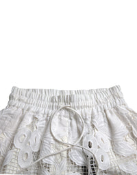 Dolce & Gabbana White Cotton Cutout High Waist Bermuda Women's Shorts