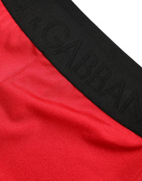 Dolce & Gabbana Red Nylon DG Logo Slim Leggings Women's Pants