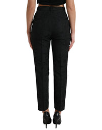 Dolce & Gabbana Black Polyester High Waist Tapered Women's Pants