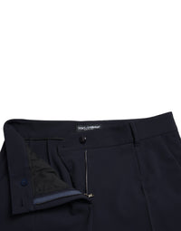 Dolce & Gabbana Blue Mid Waist Tapered Cropped Women's Pants
