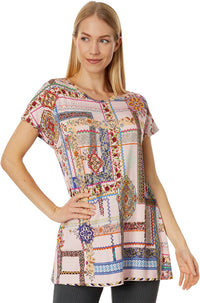 Johnny Was Women's Stano Relaxed Dolman Sleeve Tunic Multi T-Shirt Multicolor