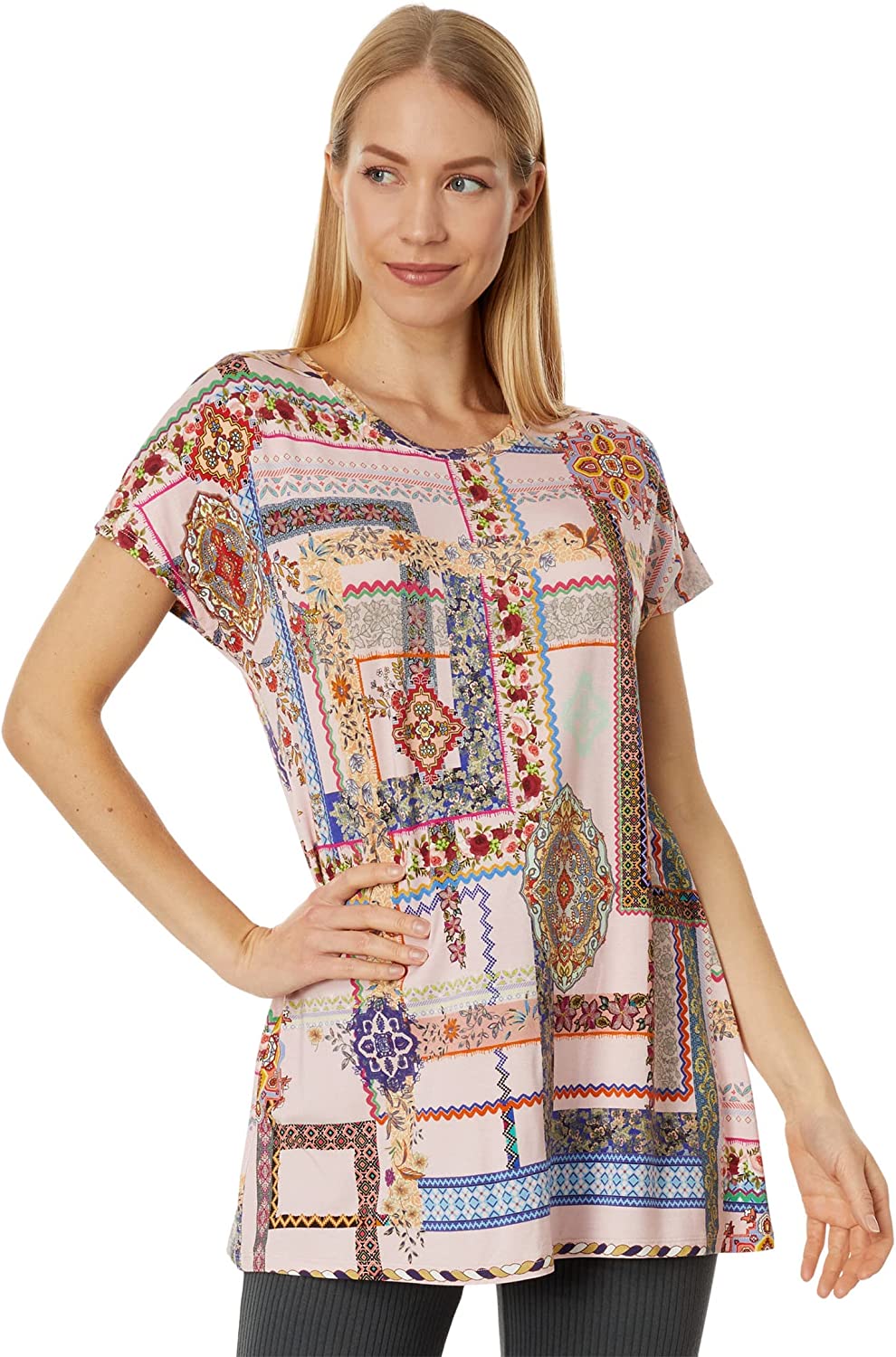Johnny Was Women's Stano Relaxed Dolman Sleeve Tunic Multi T-Shirt Multicolor