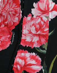 Dolce & Gabbana Black Carnation Pencil Cut Knee Length Women's Skirt
