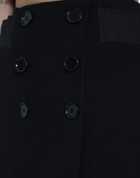 Dolce & Gabbana Black Wool Button High Waist Aline Mini Women's Skirt