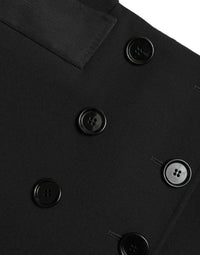 Dolce & Gabbana Black Wool Button High Waist Aline Mini Women's Skirt
