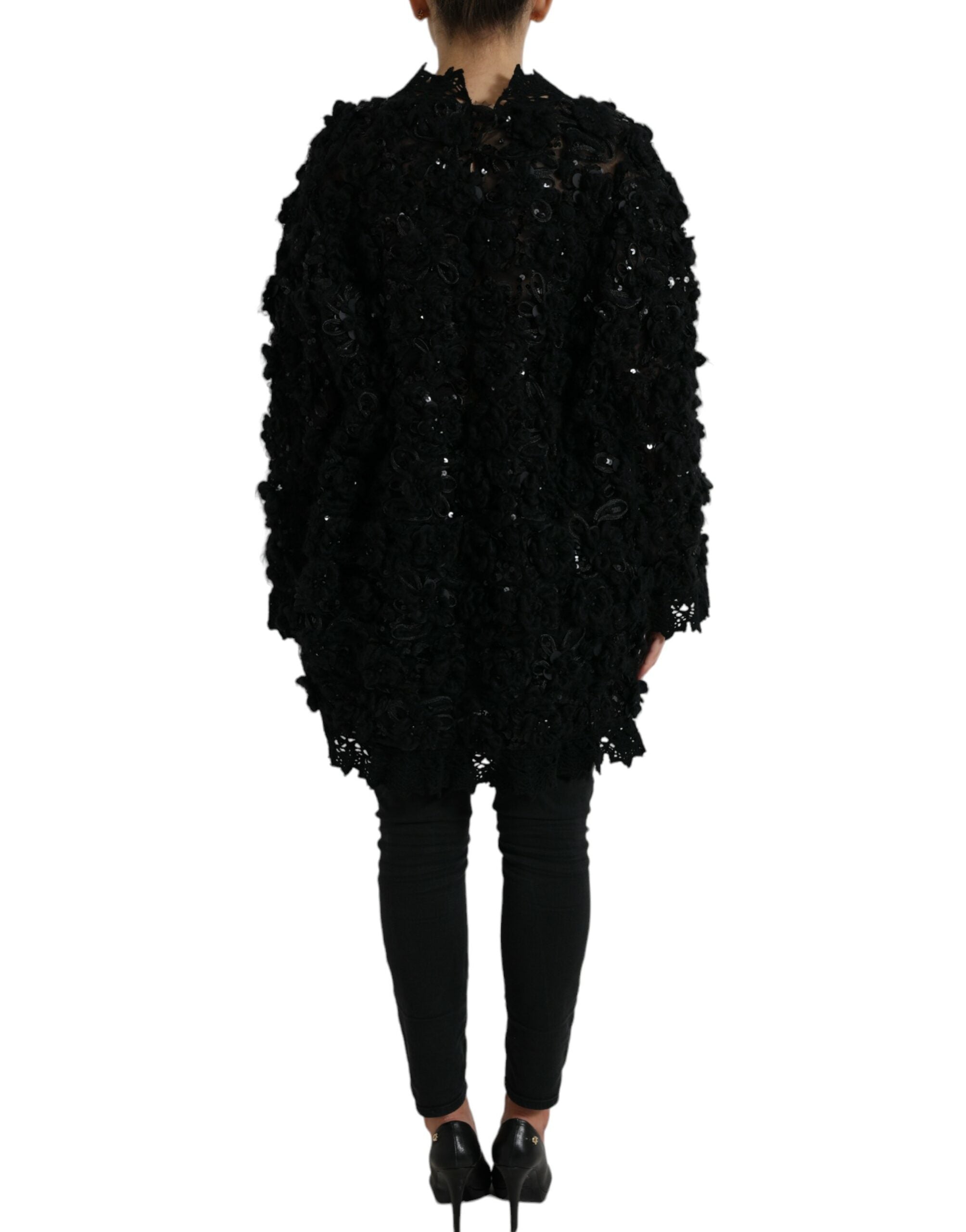 Dolce & Gabbana Black Sequined Embellished Pullover Women's Sweater