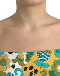 Dolce & Gabbana Multicolor Floral Sleeveless Cropped Women's Top