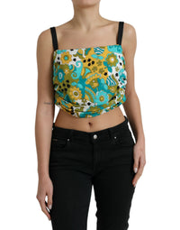 Dolce & Gabbana Multicolor Floral Sleeveless Cropped Women's Top