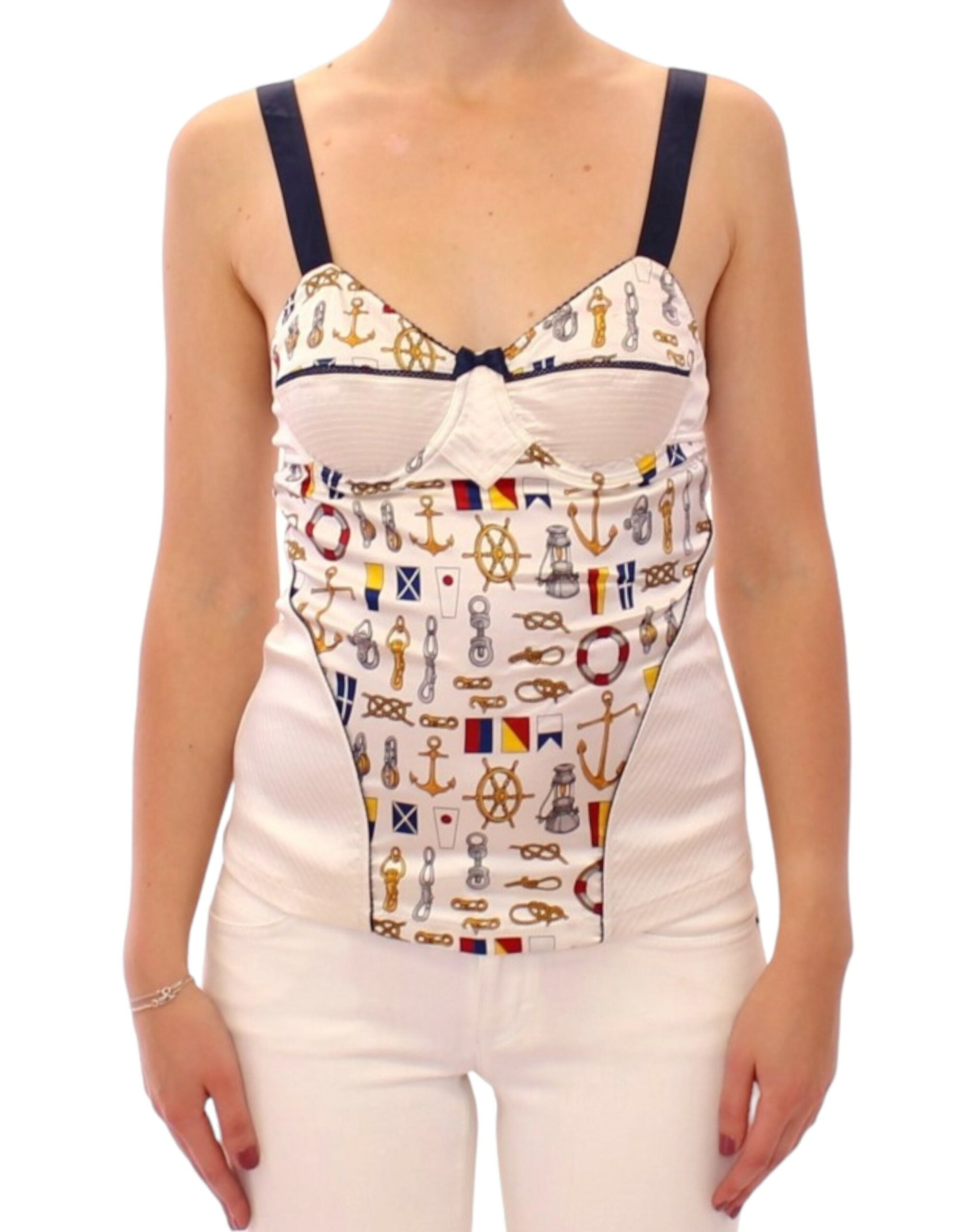 Dolce & Gabbana White sailor motive tank Women's top