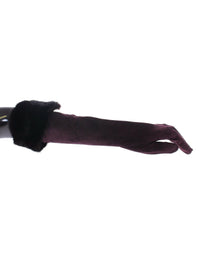 Dolce & Gabbana Purple Mink Fur Goatskin Suede Leather Women's Gloves