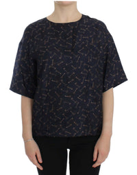 Dolce & Gabbana Blue gold key print silk Women's blouse