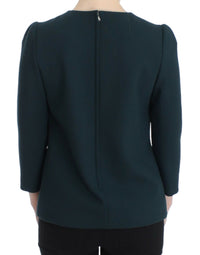 Dolce & Gabbana Green 3/4 sleeve wool Women's blouse