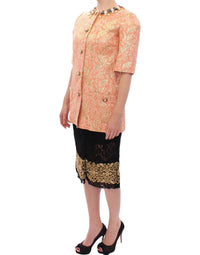 Dolce & Gabbana Dolce & Gabbana Pink Silk Brocade Crystal Jacket Women's Coat