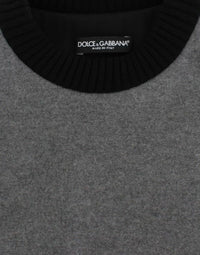Dolce & Gabbana Gray Black Lace Wool Cashmere Women's Sweater