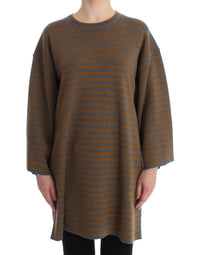Dolce & Gabbana Oversized Gray Yellow Striped Sweater Women's Top