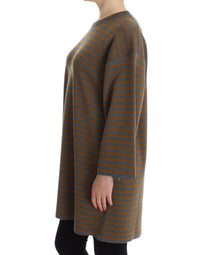 Dolce & Gabbana Oversized Gray Yellow Striped Sweater Women's Top