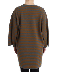 Dolce & Gabbana Oversized Gray Yellow Striped Sweater Women's Top