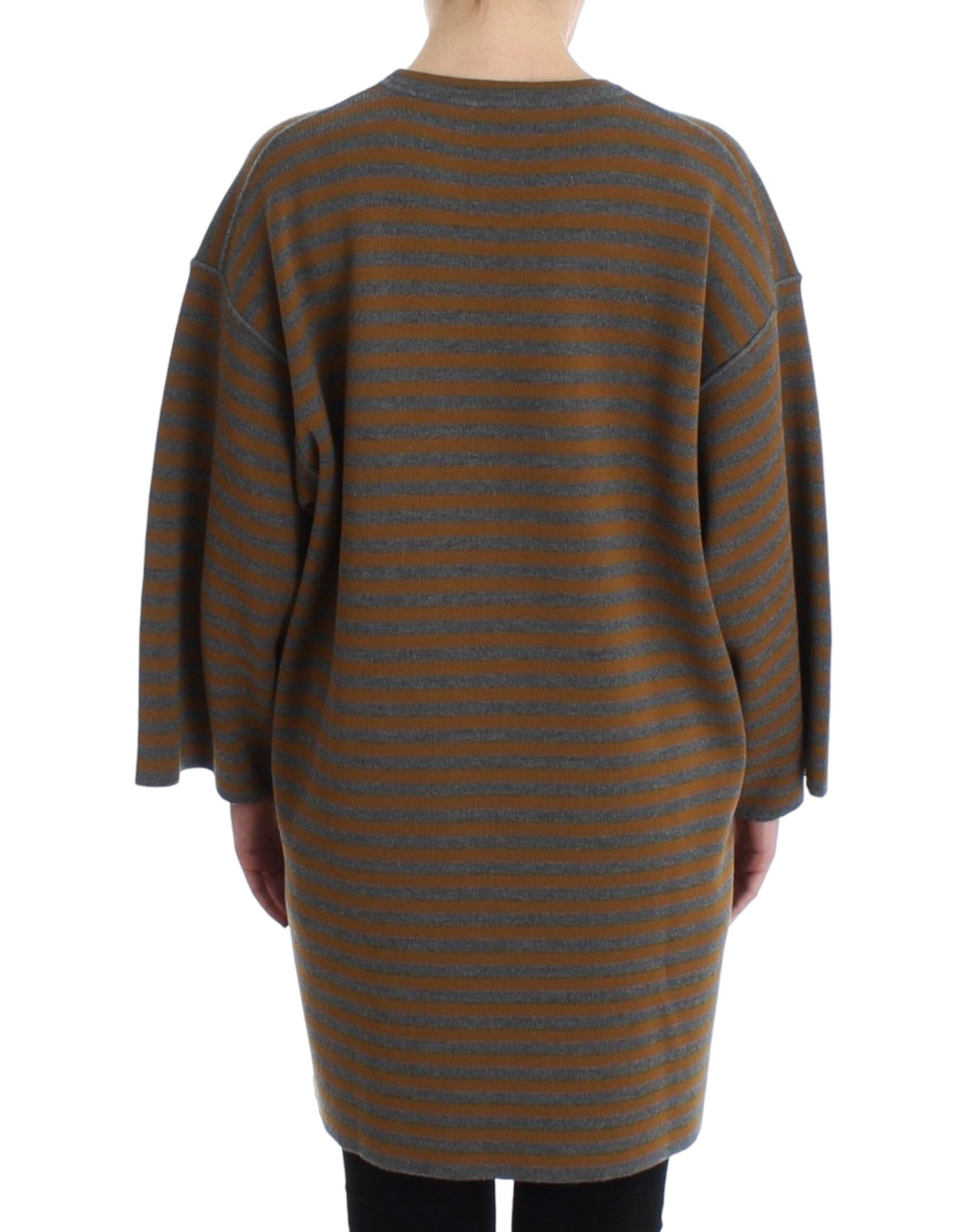 Dolce & Gabbana Oversized Gray Yellow Striped Sweater Women's Top