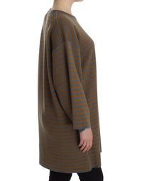 Dolce & Gabbana Oversized Gray Yellow Striped Sweater Women's Top