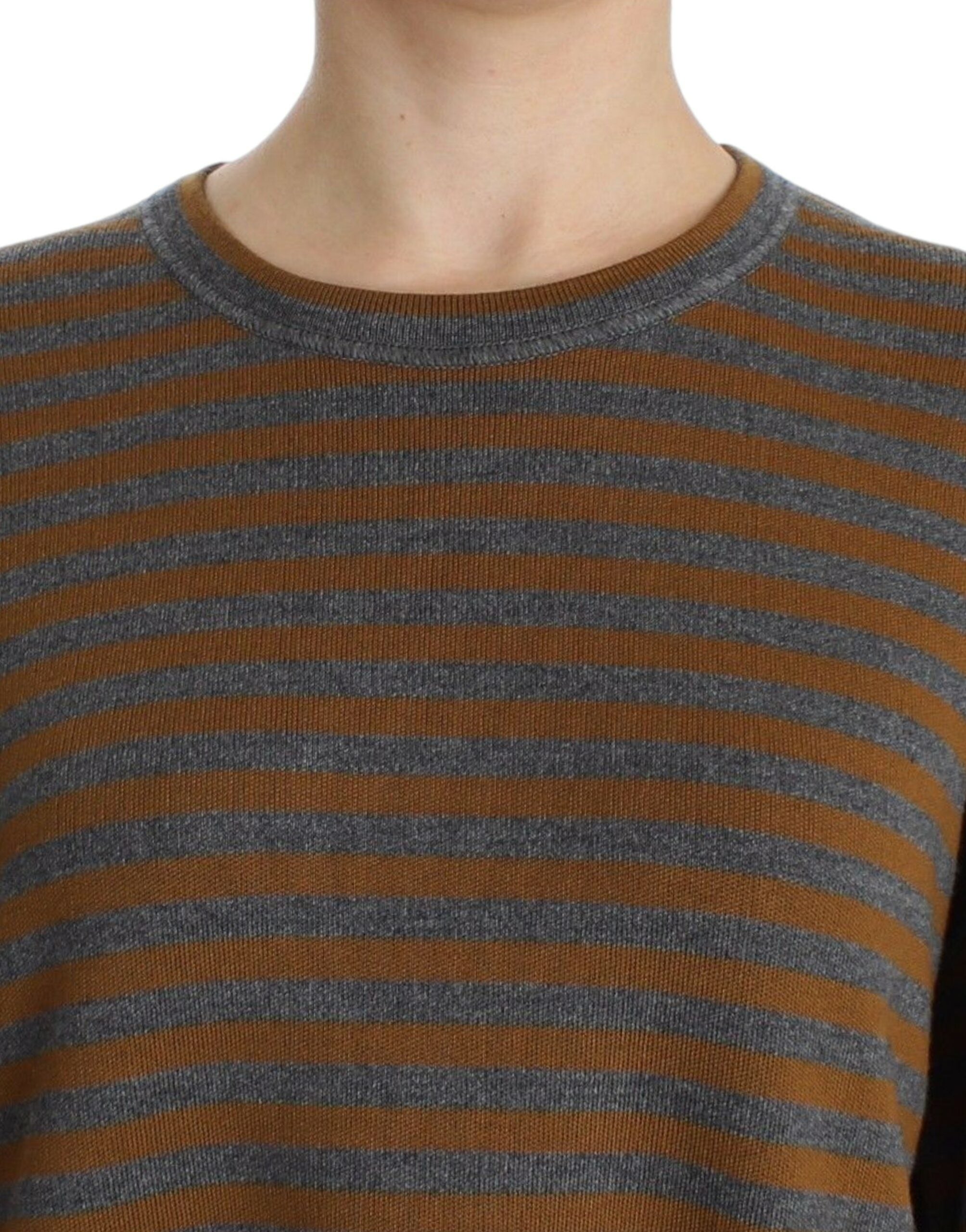 Dolce & Gabbana Oversized Gray Yellow Striped Sweater Women's Top
