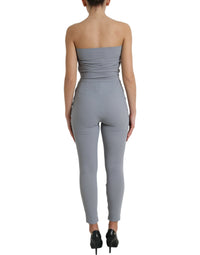 Dolce & Gabbana Dolce & Gabbana Gray Nylon Strapless Bodycon Jumpsuit Women's Dress
