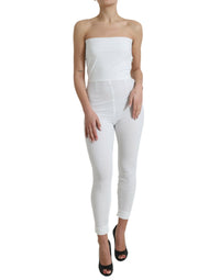 Dolce & Gabbana Dolce & Gabbana White Nylon Strapless Bodycon Jumpsuit Women's Dress
