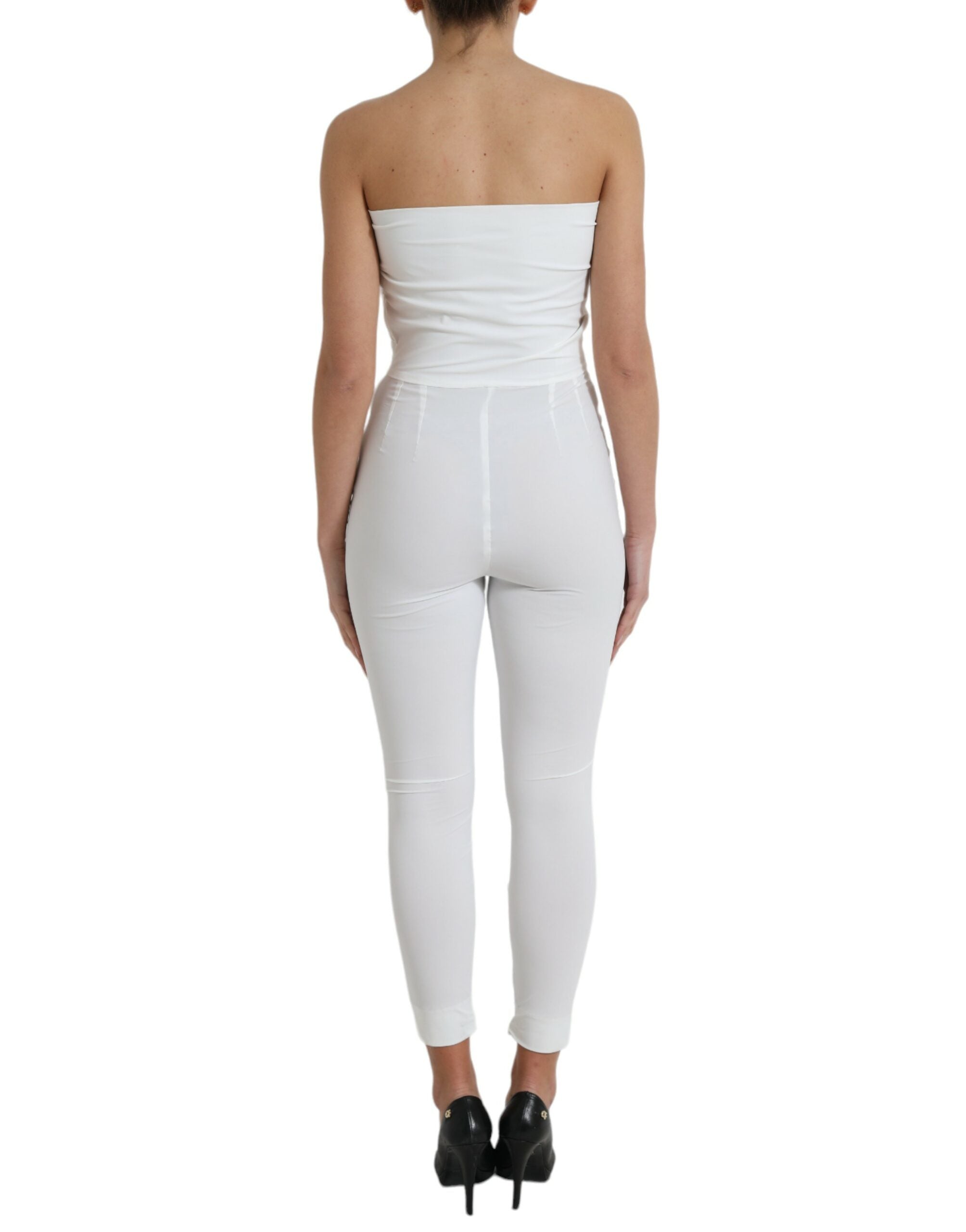 Dolce & Gabbana Dolce & Gabbana White Nylon Strapless Bodycon Jumpsuit Women's Dress