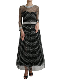 Dolce & Gabbana Black Crystal Embellished A-line Gown Women's Dress
