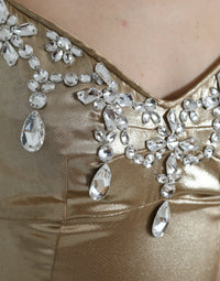 Dolce & Gabbana Metallic Gold Crystal Embellished Gown Women's Dress