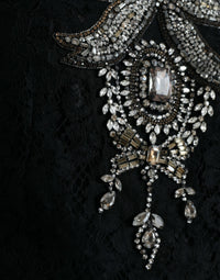 Dolce & Gabbana Black Lace Crystal Embellished Sheath Women's Dress