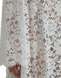 Dolce & Gabbana White Lace Crystal Embellished Shift Women's Dress