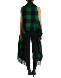 Dolce & Gabbana Dolce & Gabbana Black Green Buffalo Check Poncho Coat Women's Jacket