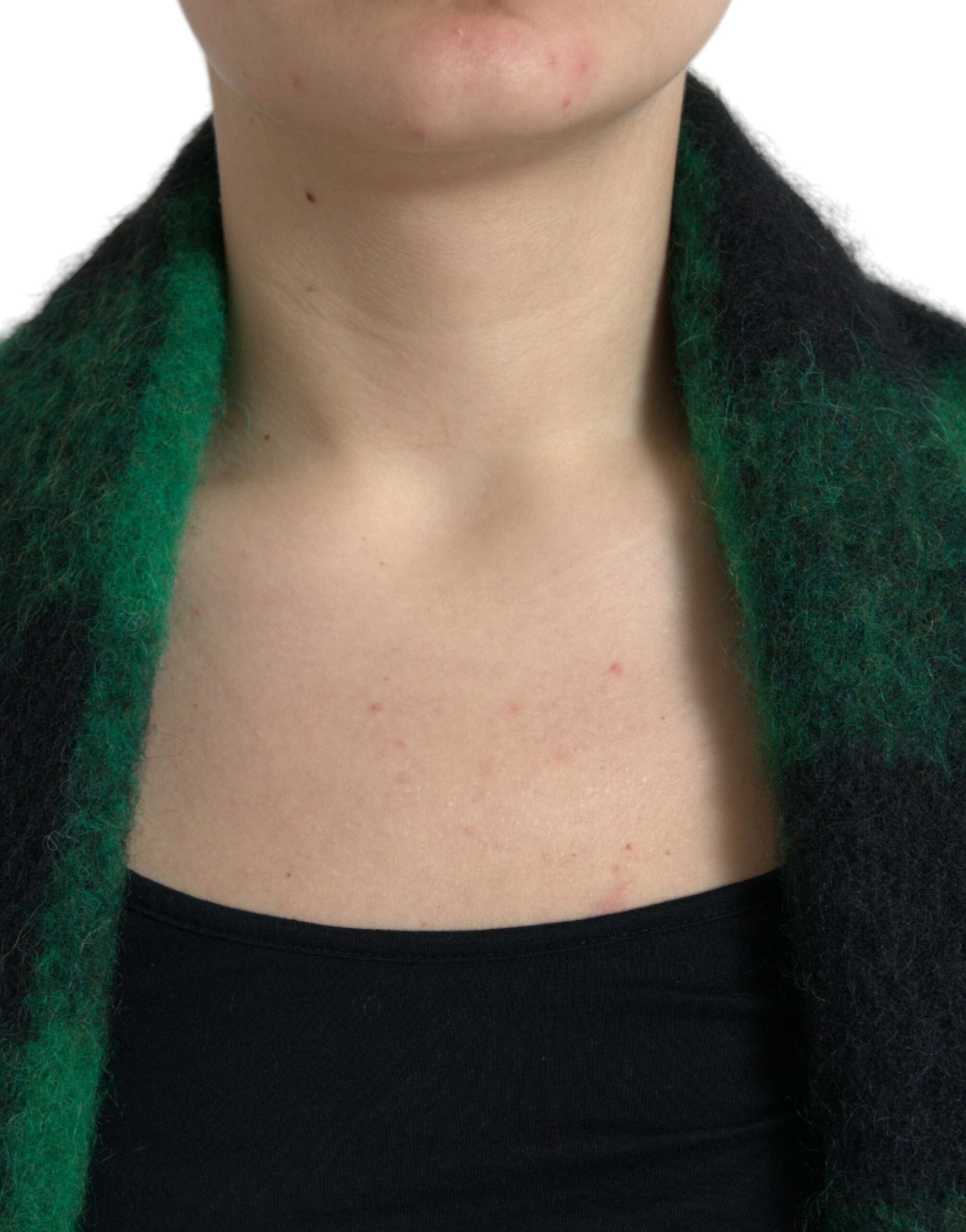 Dolce & Gabbana Dolce & Gabbana Black Green Buffalo Check Poncho Coat Women's Jacket