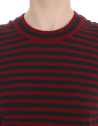 Dolce & Gabbana Red Gray Cashmere Short Sleeve Women's Sweater